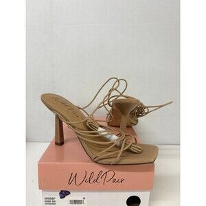 Wild Pair Women’s Eross Nude Lace up High Heel Dress Sandals Gladiator Size 8M
